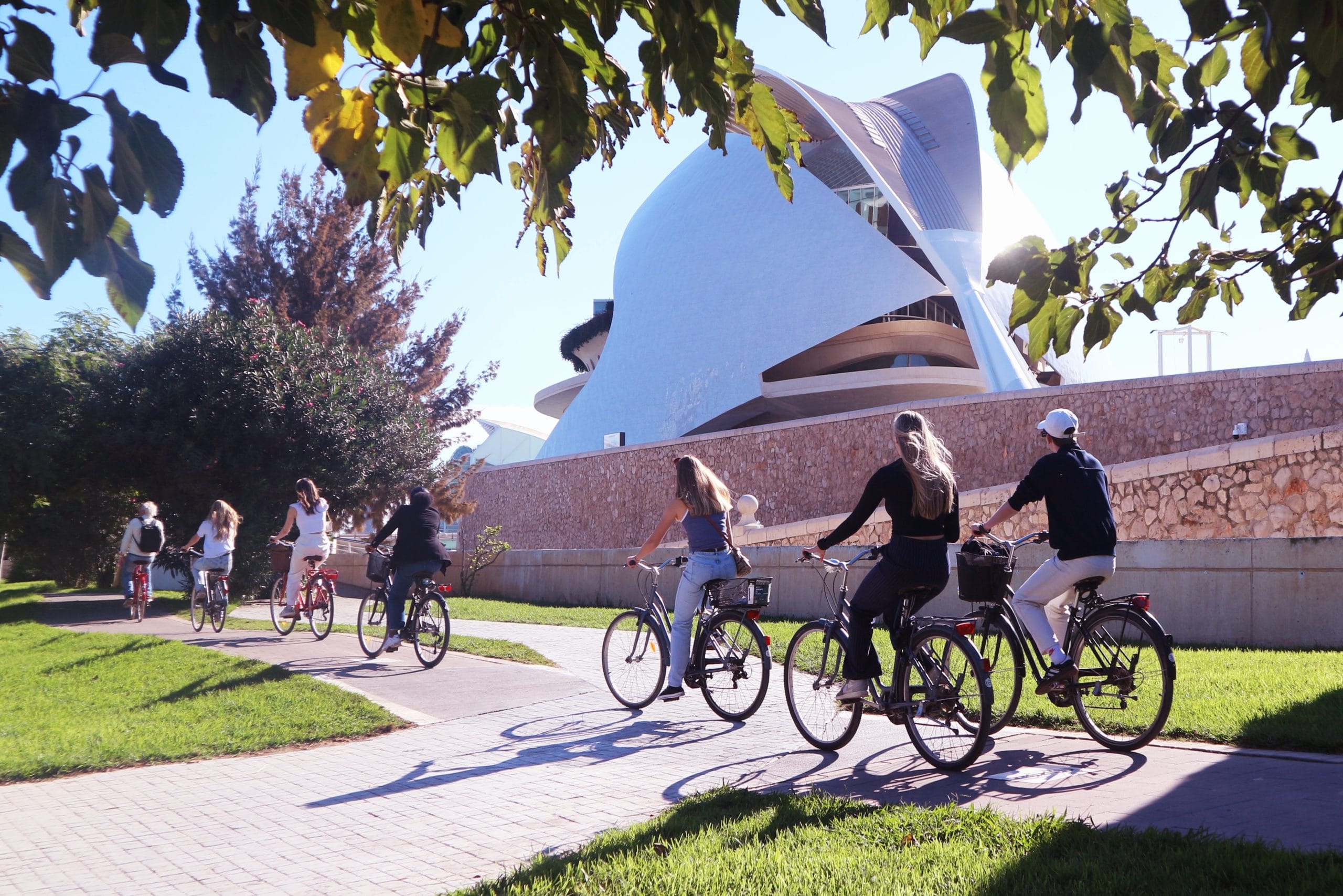 group cycling on a valencia bike tour